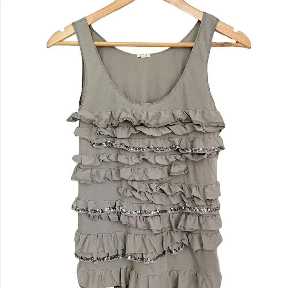 J. Crew Ruffled Tank Top, Gray